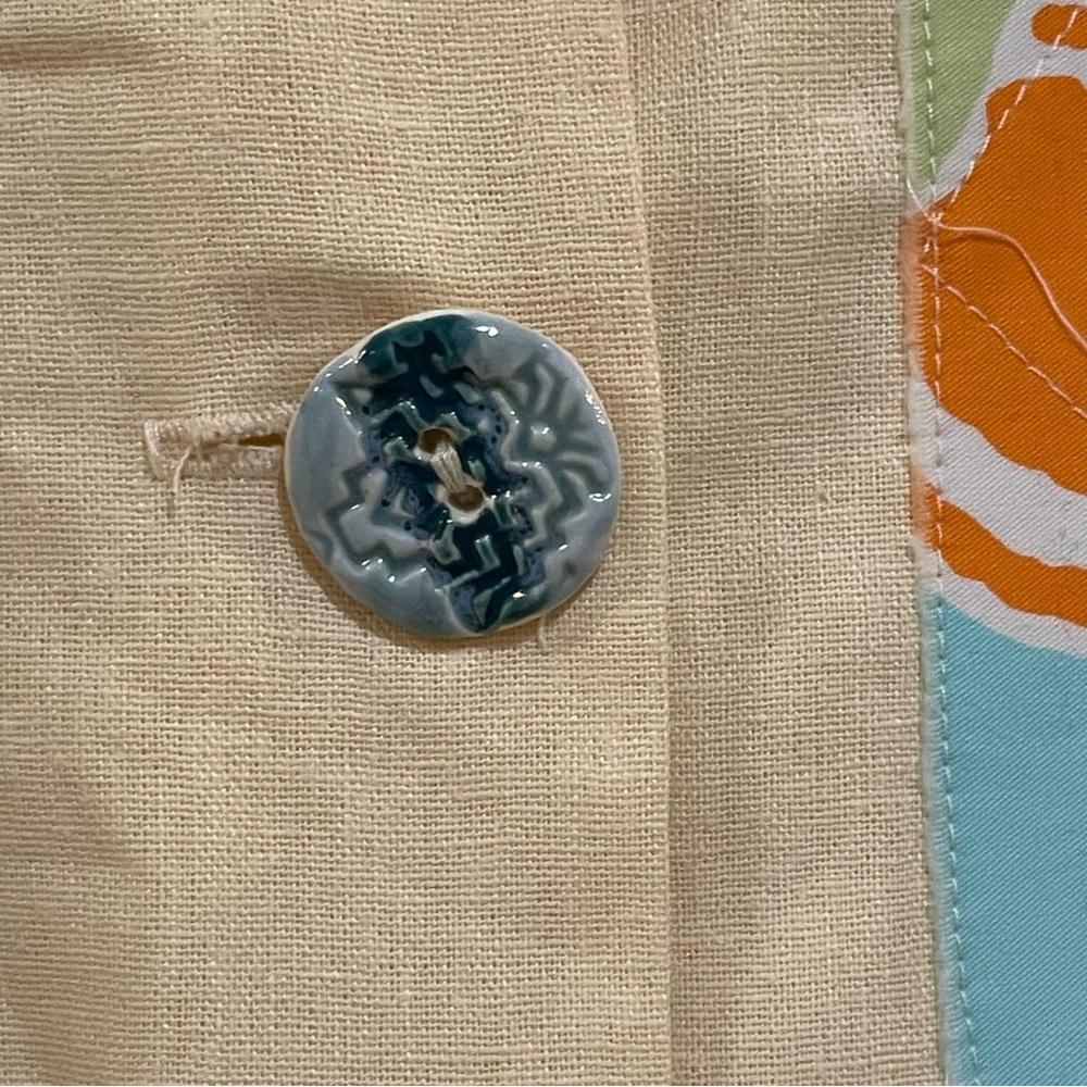 Lee Anderson Colorful Patchwork Button-Up Linen B… - image 6